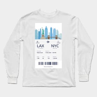 Boarding ticket LA to New York Long Sleeve T-Shirt